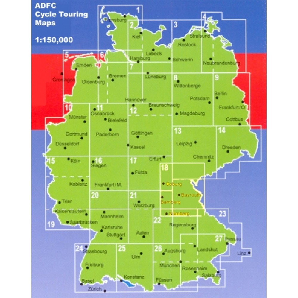 18 Cykelkarta Tyskland Oberfranken-Vogtland 1:150.000